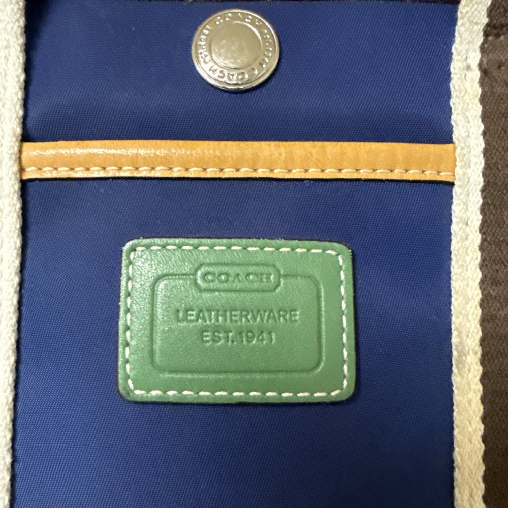 Vtg Coach Mini Tote Hamptons Blue Green Brown‎ #6261  arly 2000's Preppy Vaca - Picture 4 of 16